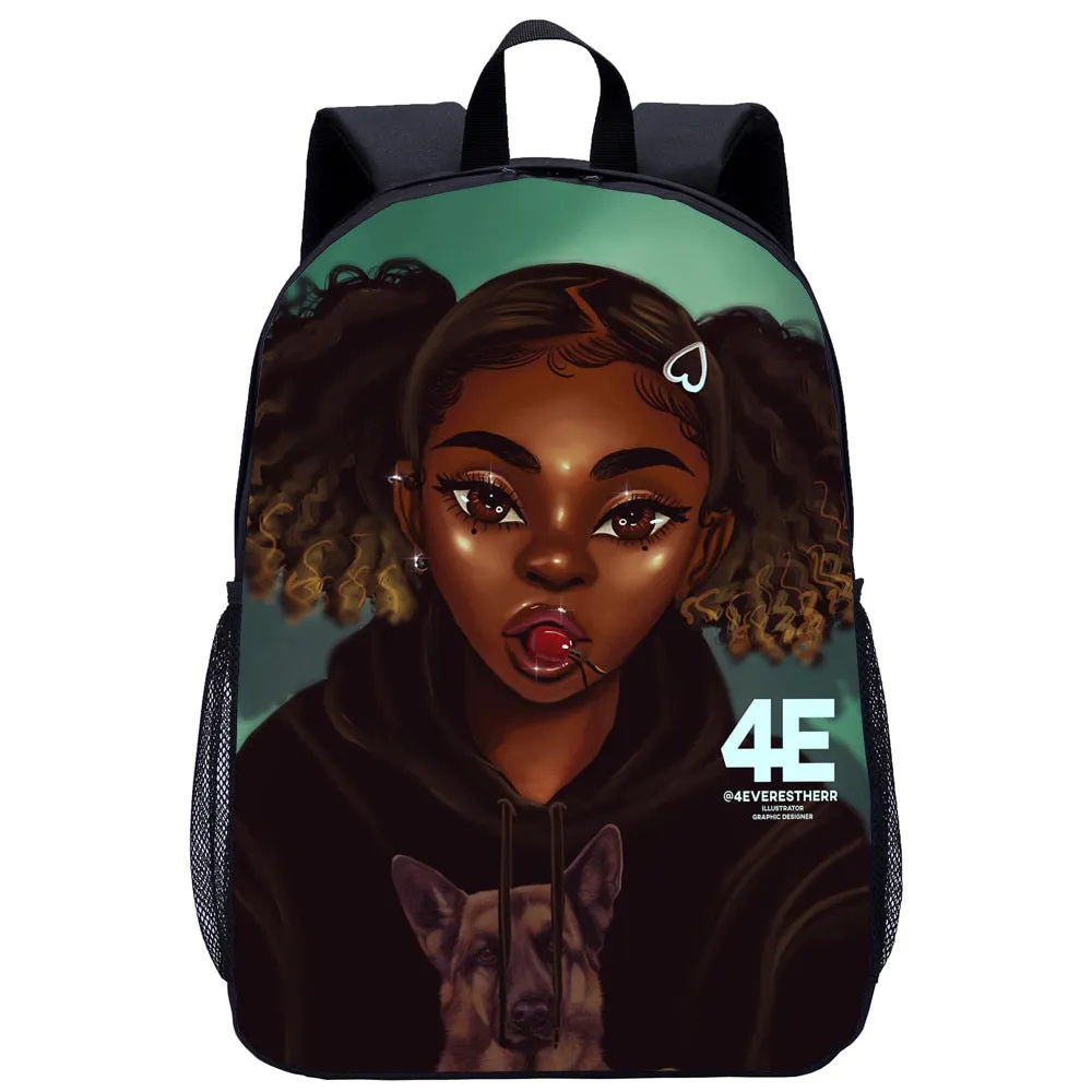 African girl school backpack
