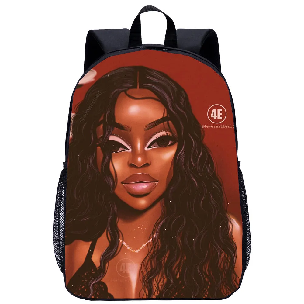 African girl school backpack