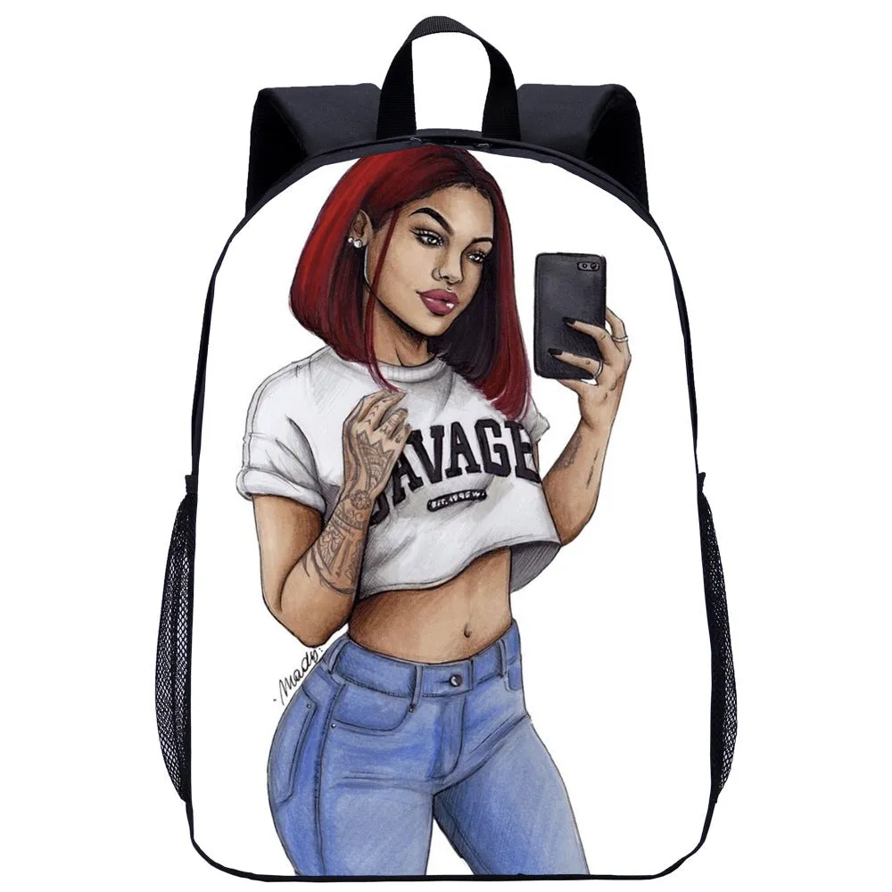 African girl school backpack