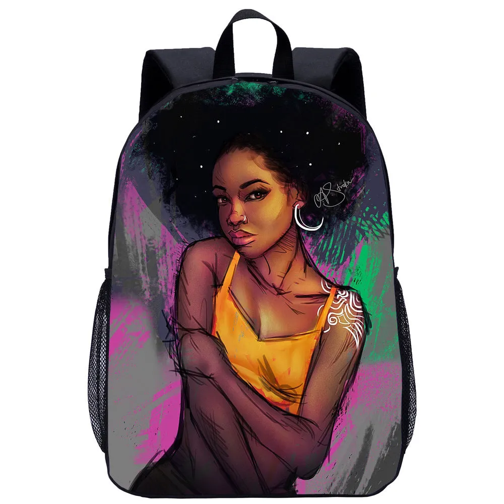 African girl school backpack
