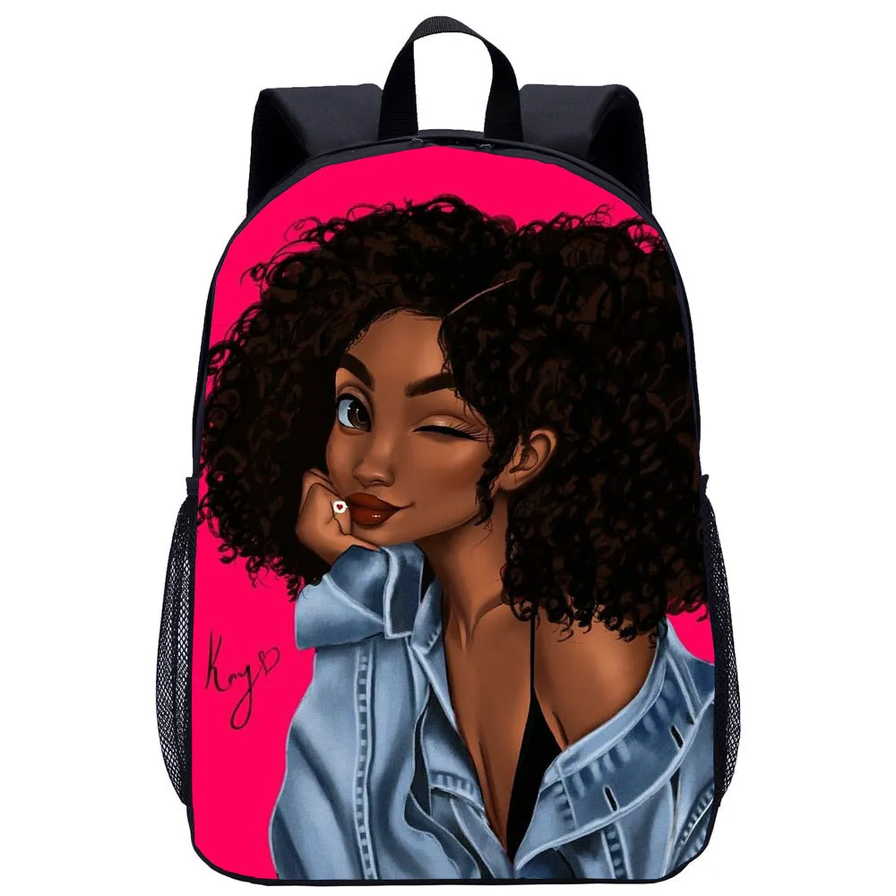 African girl school backpack