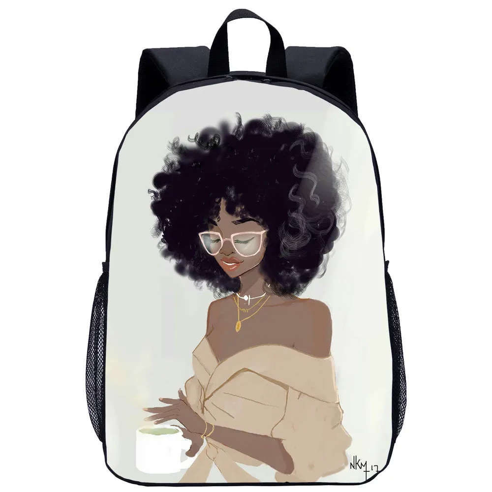 African girl school backpack