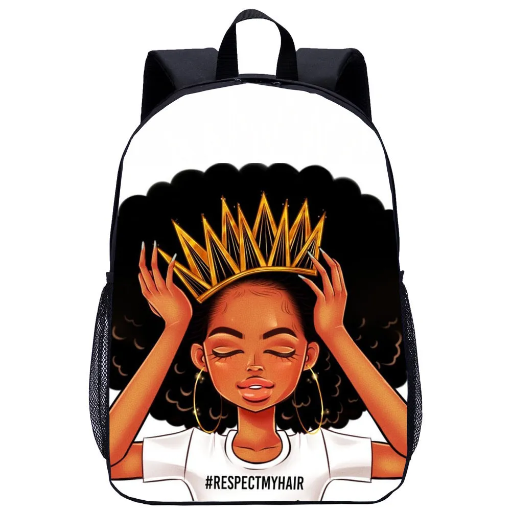 African girl school backpack