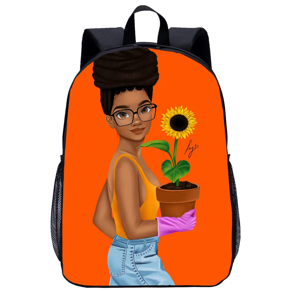African girl school backpack