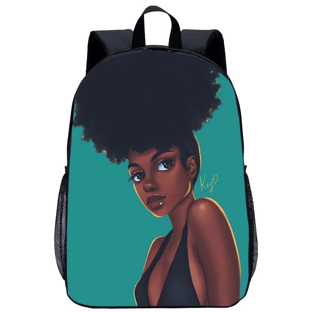African girl school backpack