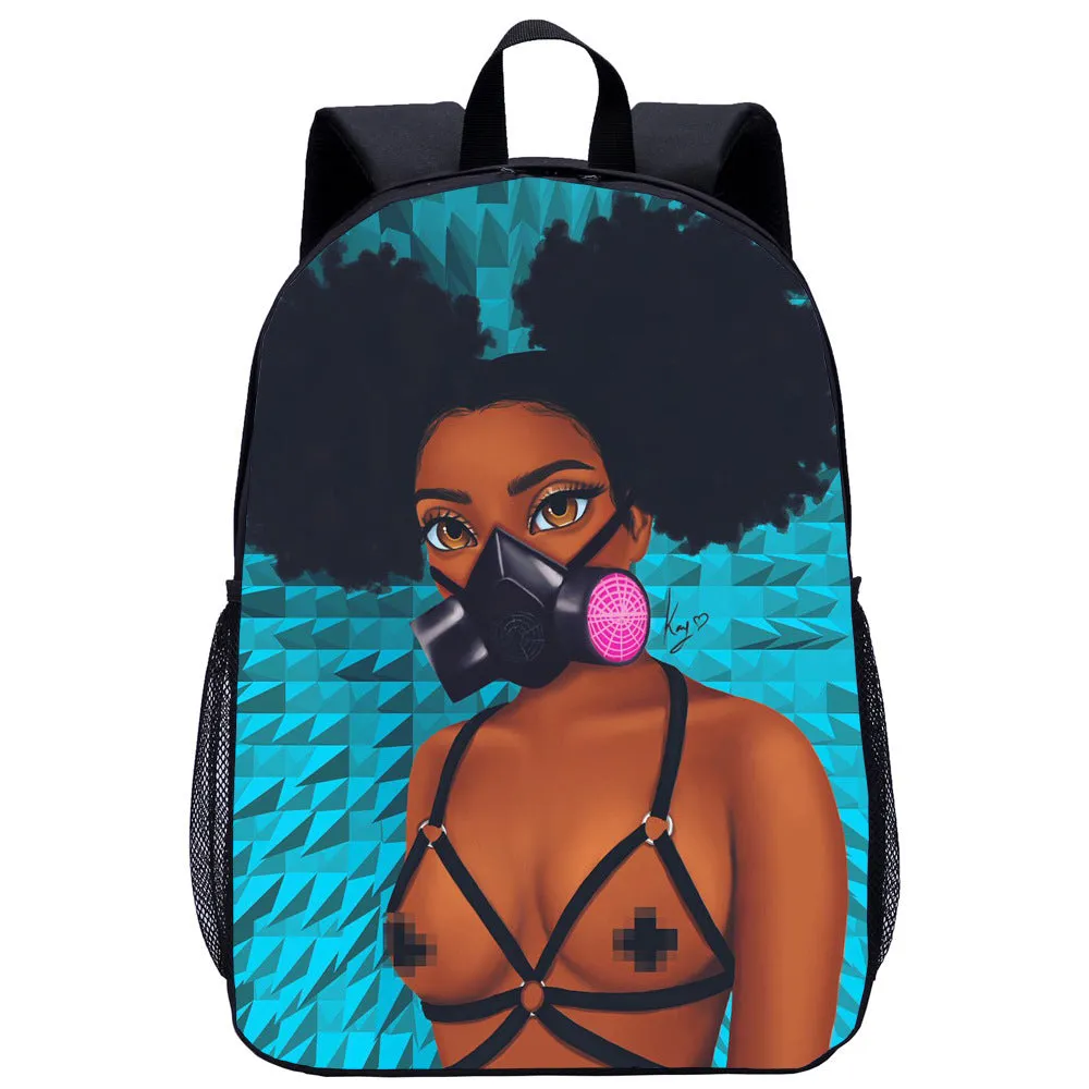 African girl school backpack