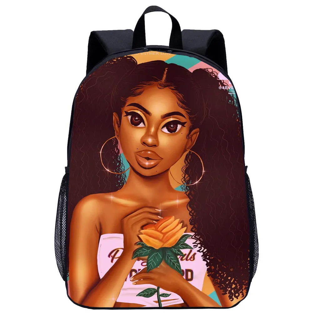 African girl school backpack