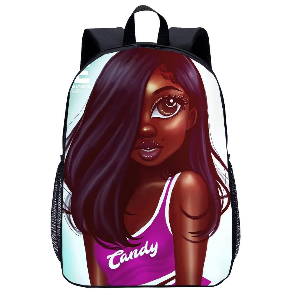 African girl school backpack