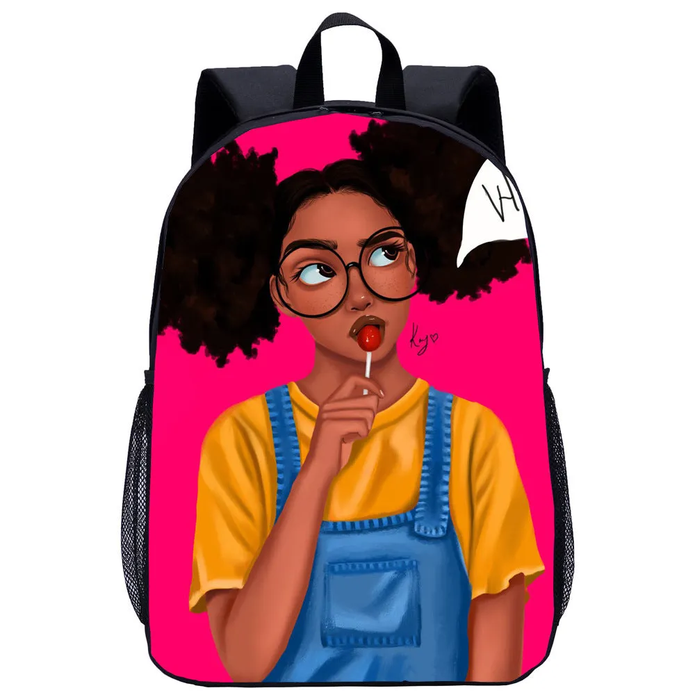 African girl school backpack