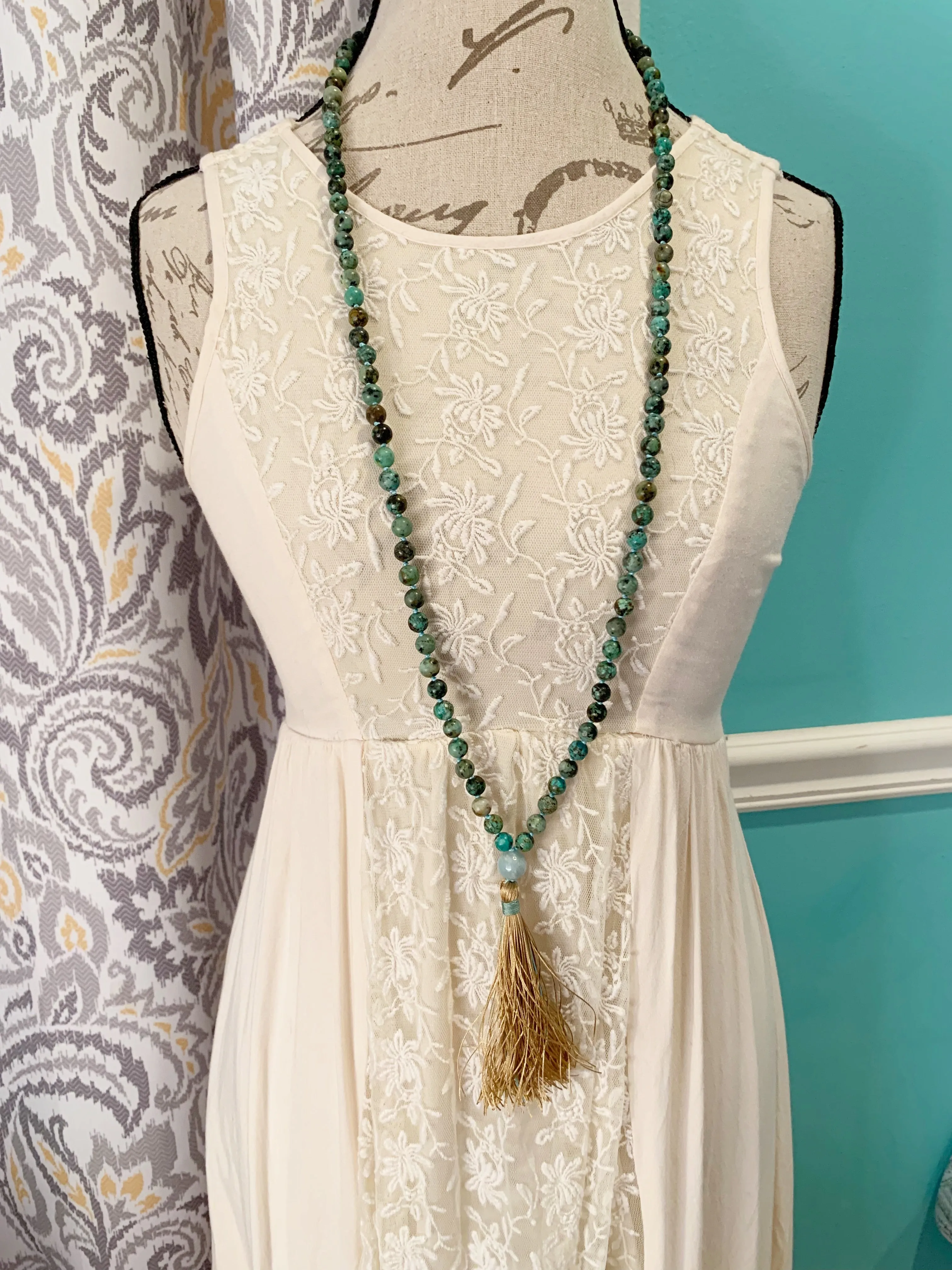 African Turquoise Mala Necklace