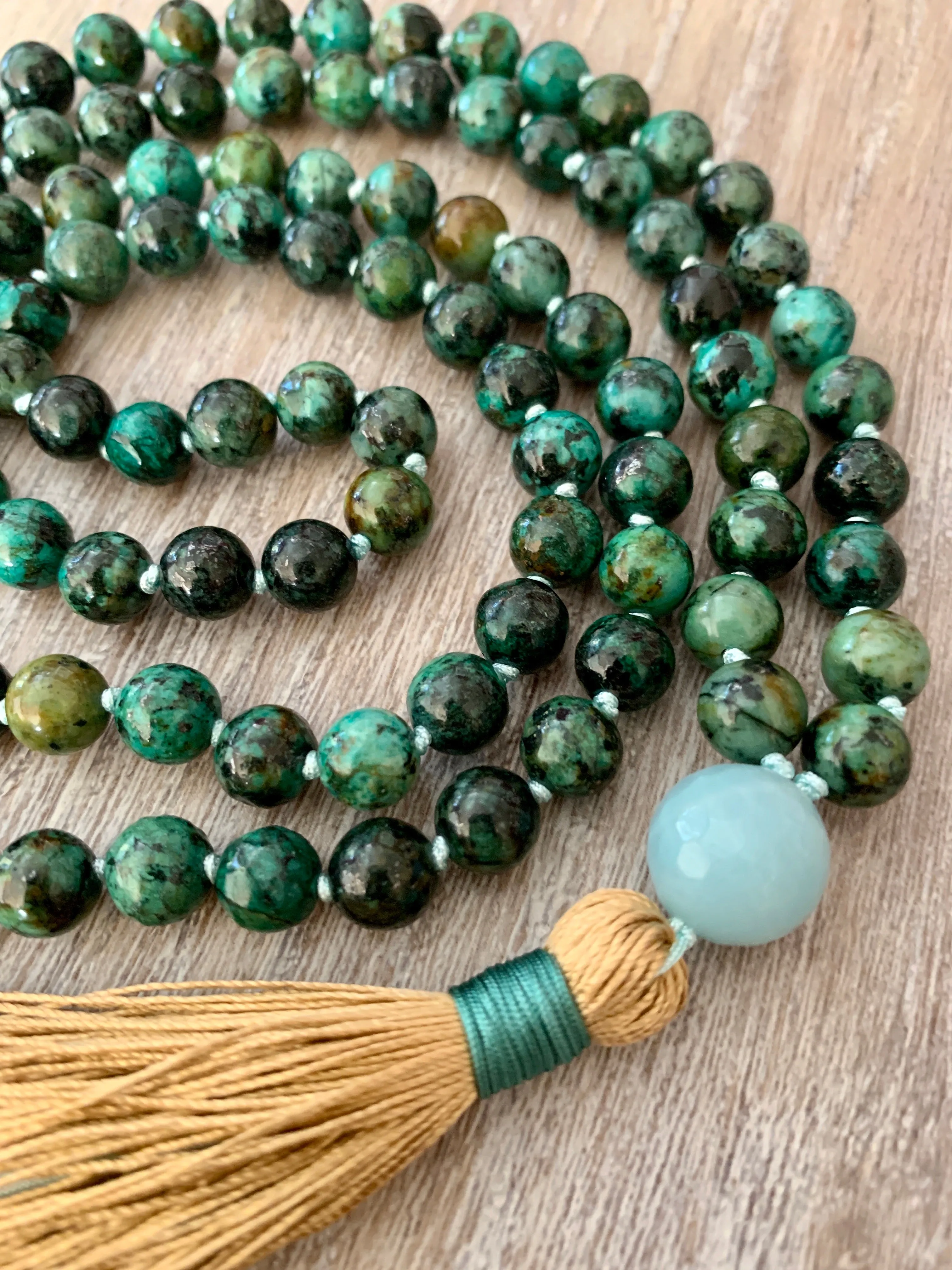 African Turquoise Mala Necklace