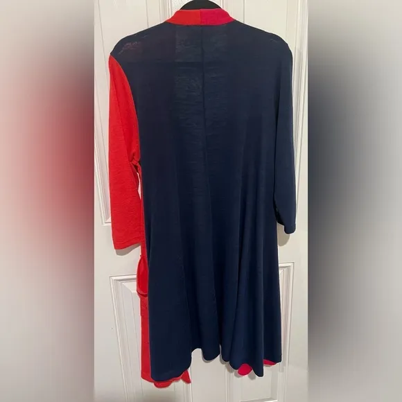 Alembika Colorblock Long Open Front Lagenlook Cardigan Size 3 or Medium to Large