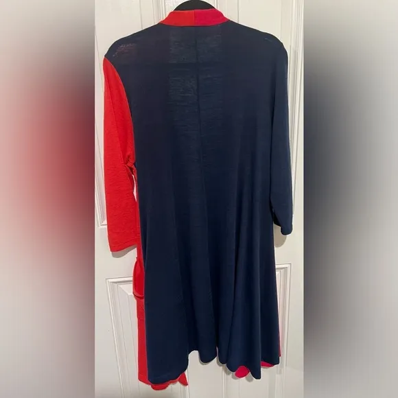 Alembika Colorblock Long Open Front Lagenlook Cardigan Size 3 or Medium to Large