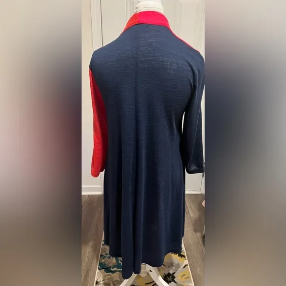 Alembika Colorblock Long Open Front Lagenlook Cardigan Size 3 or Medium to Large