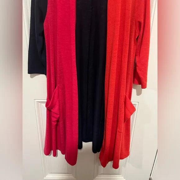 Alembika Colorblock Long Open Front Lagenlook Cardigan Size 3 or Medium to Large
