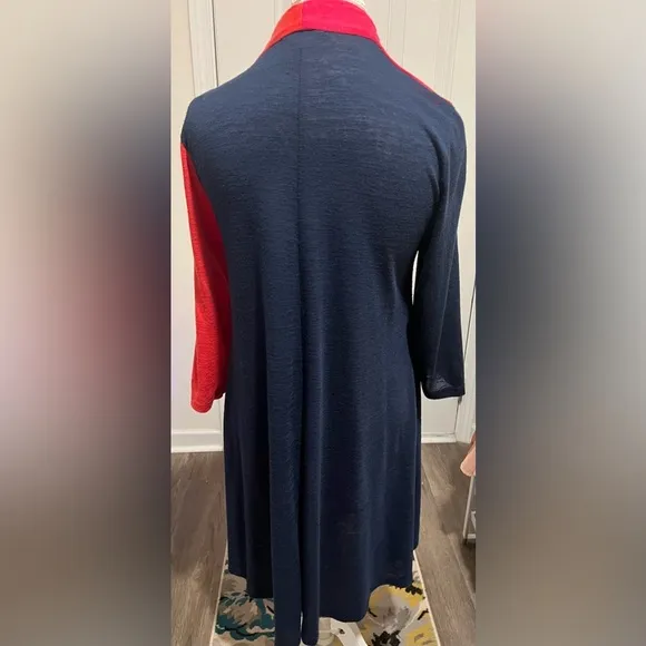 Alembika Colorblock Long Open Front Lagenlook Cardigan Size 3 or Medium to Large