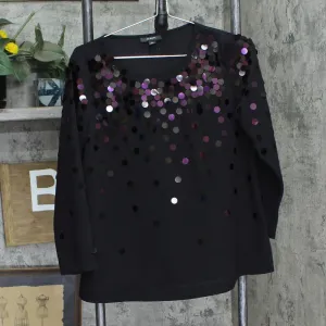 Alfani Large Sequin Woven Round Neck Blouse 1678ff96fbbc01 Black / Purple PM