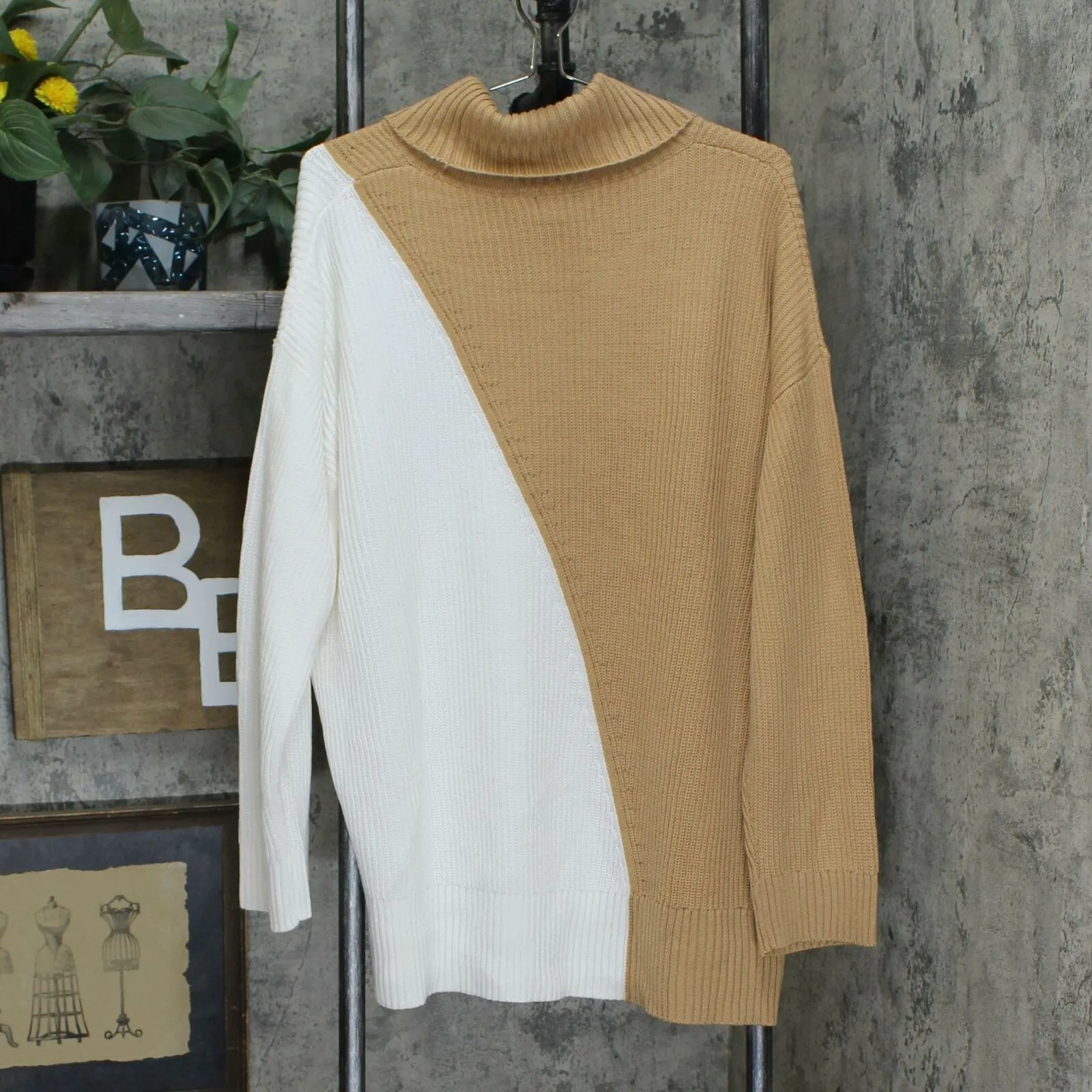 Alfani Plus Size Colorblock Turtleneck Sweater