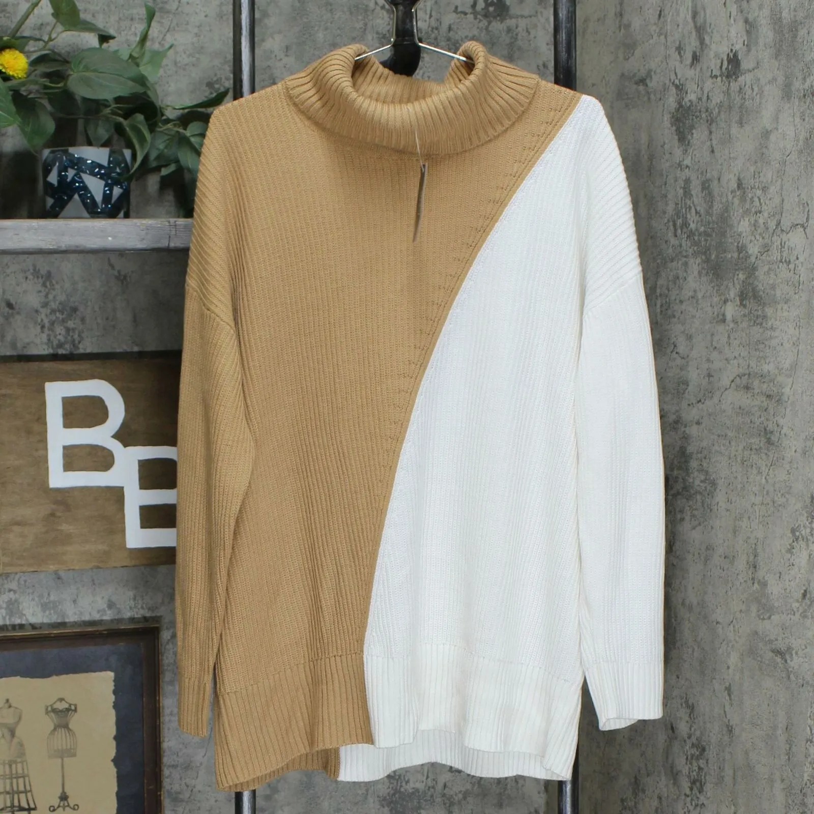 Alfani Plus Size Colorblock Turtleneck Sweater