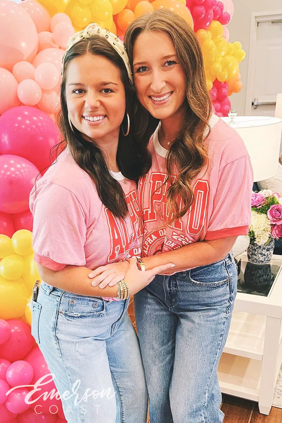 Alpha Omicron Pi Recruitment Colorblock Ringer Tee