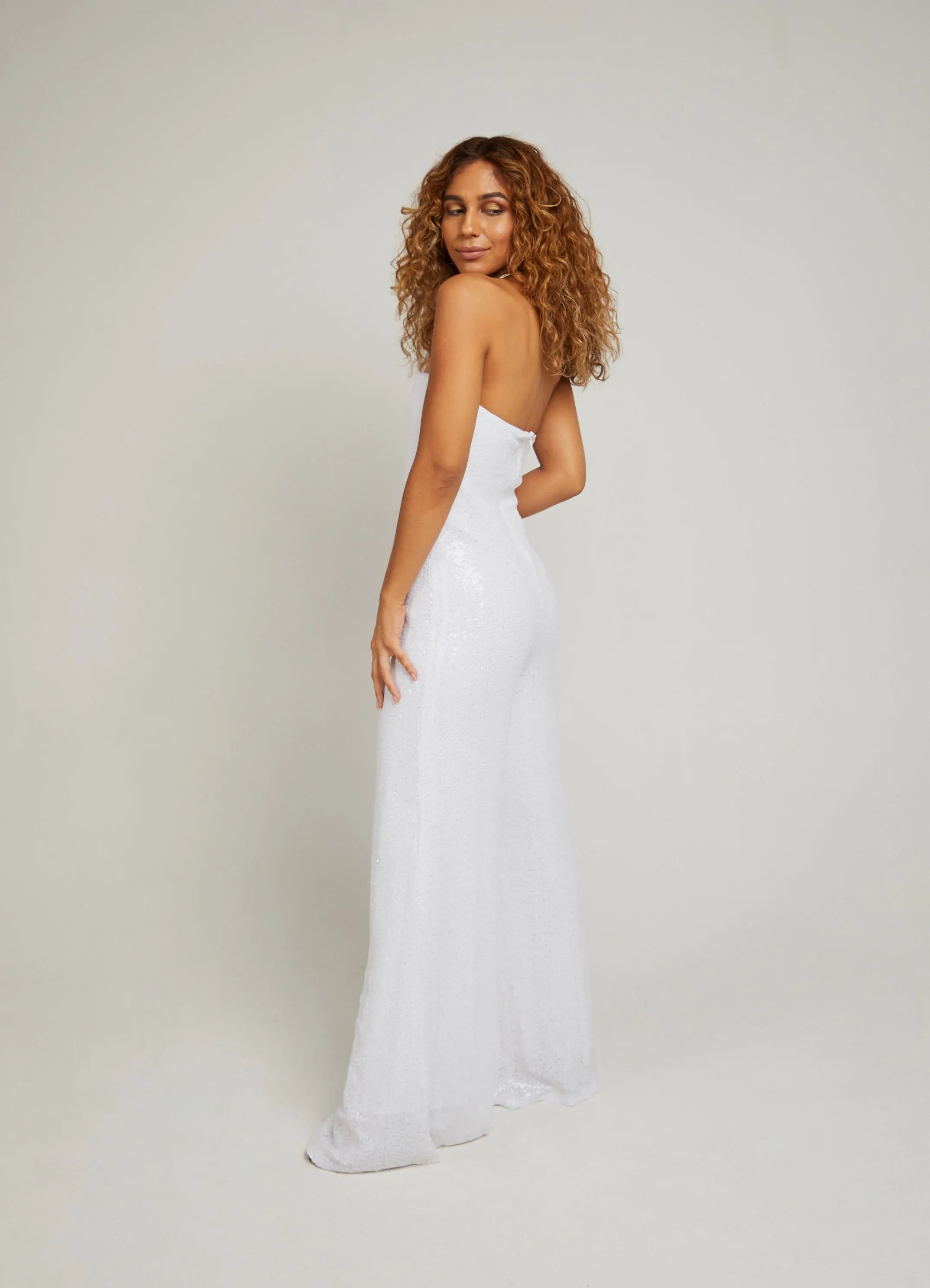 Amalie | White Sequined Jumpsuit