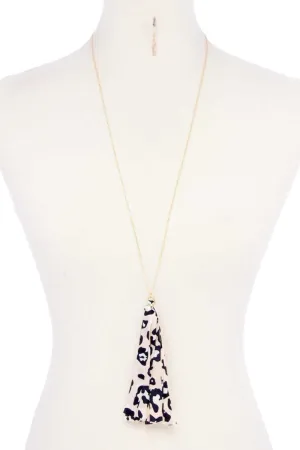 Animal Print Fabric Tassel Necklace