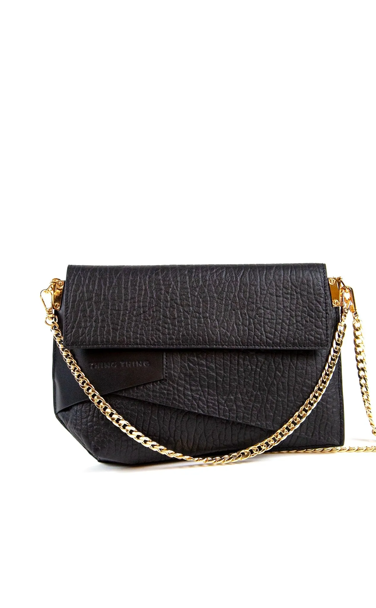 ANNASTAIA BAG - BLACK BUBBLE LEATHER