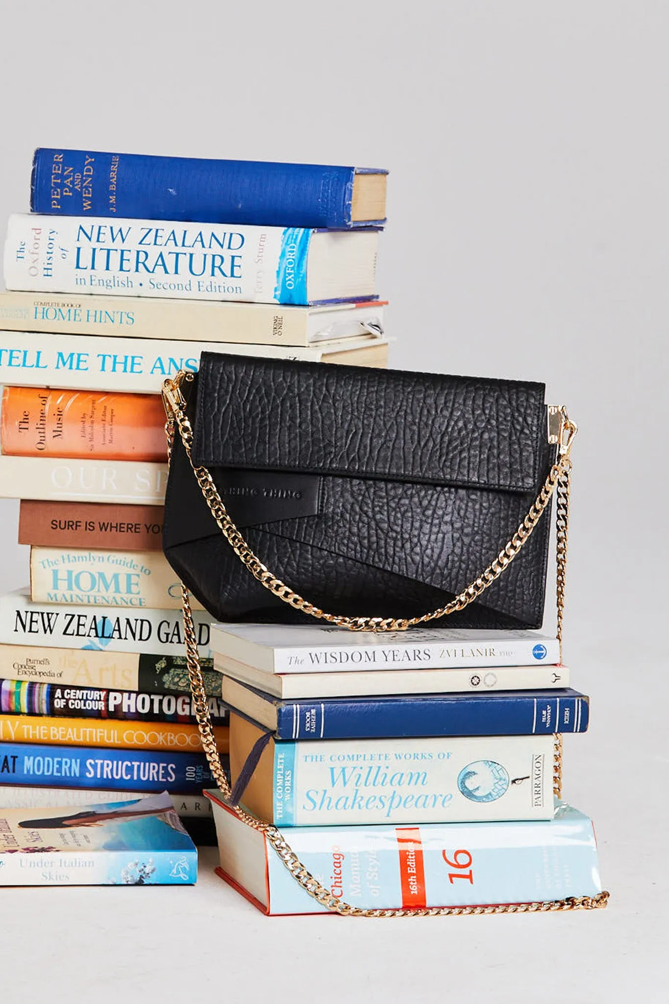 ANNASTAIA BAG - BLACK BUBBLE LEATHER