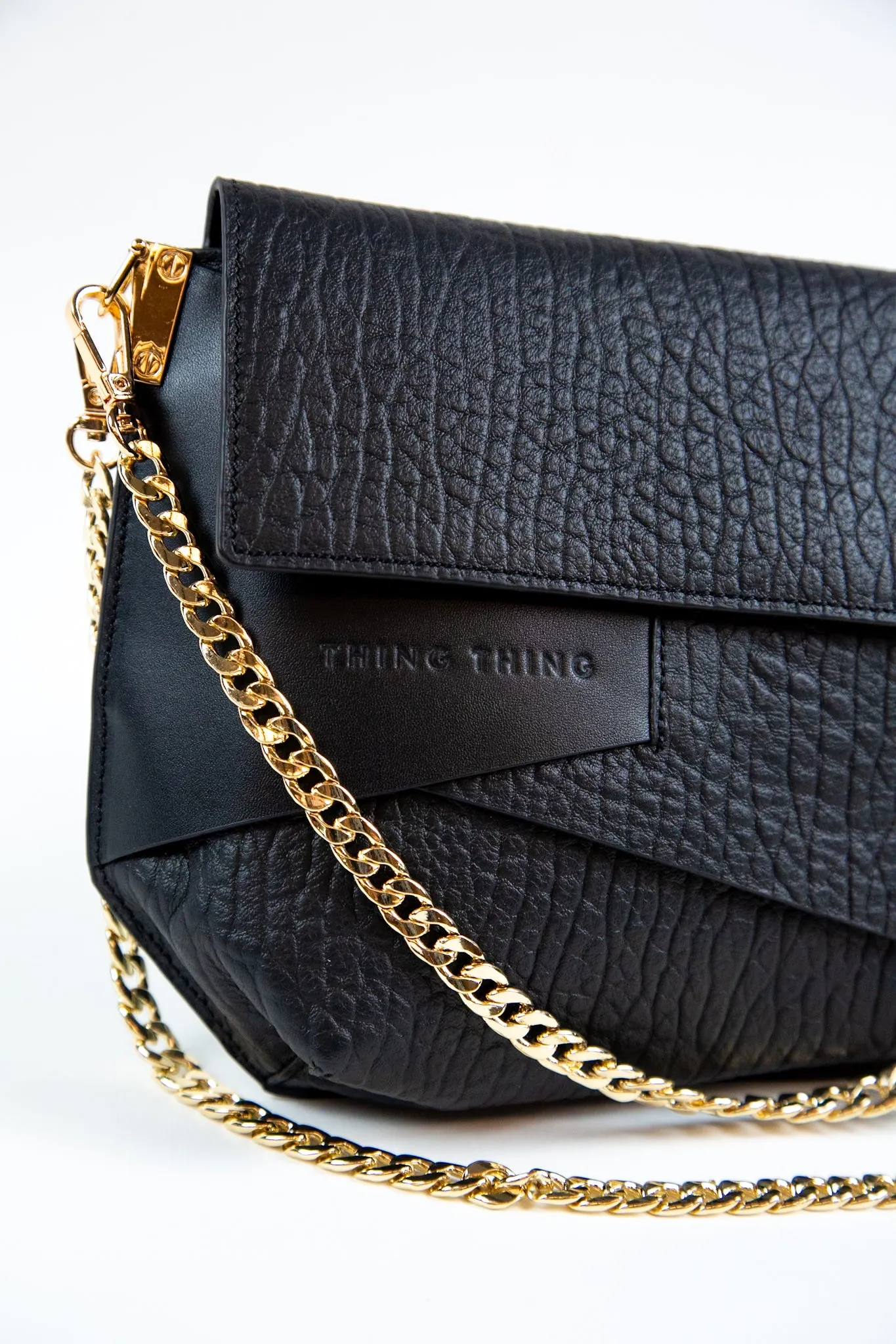 ANNASTAIA BAG - BLACK BUBBLE LEATHER