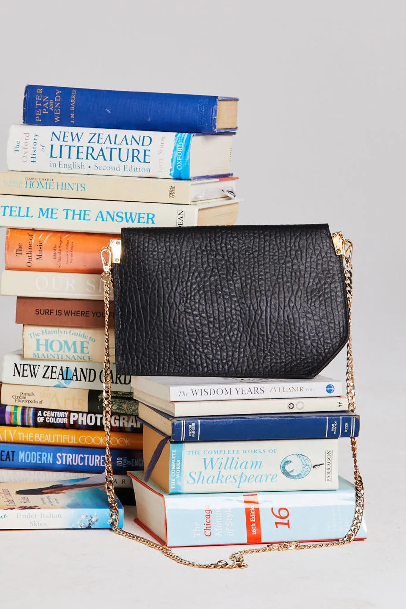 ANNASTAIA BAG - BLACK BUBBLE LEATHER