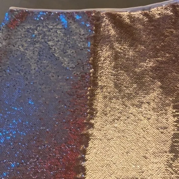 ANTHROPOLOGIE BISHOP   YOUNG Reversible Rose Gold/Silver Sequin Mini Skirt Sz: M
