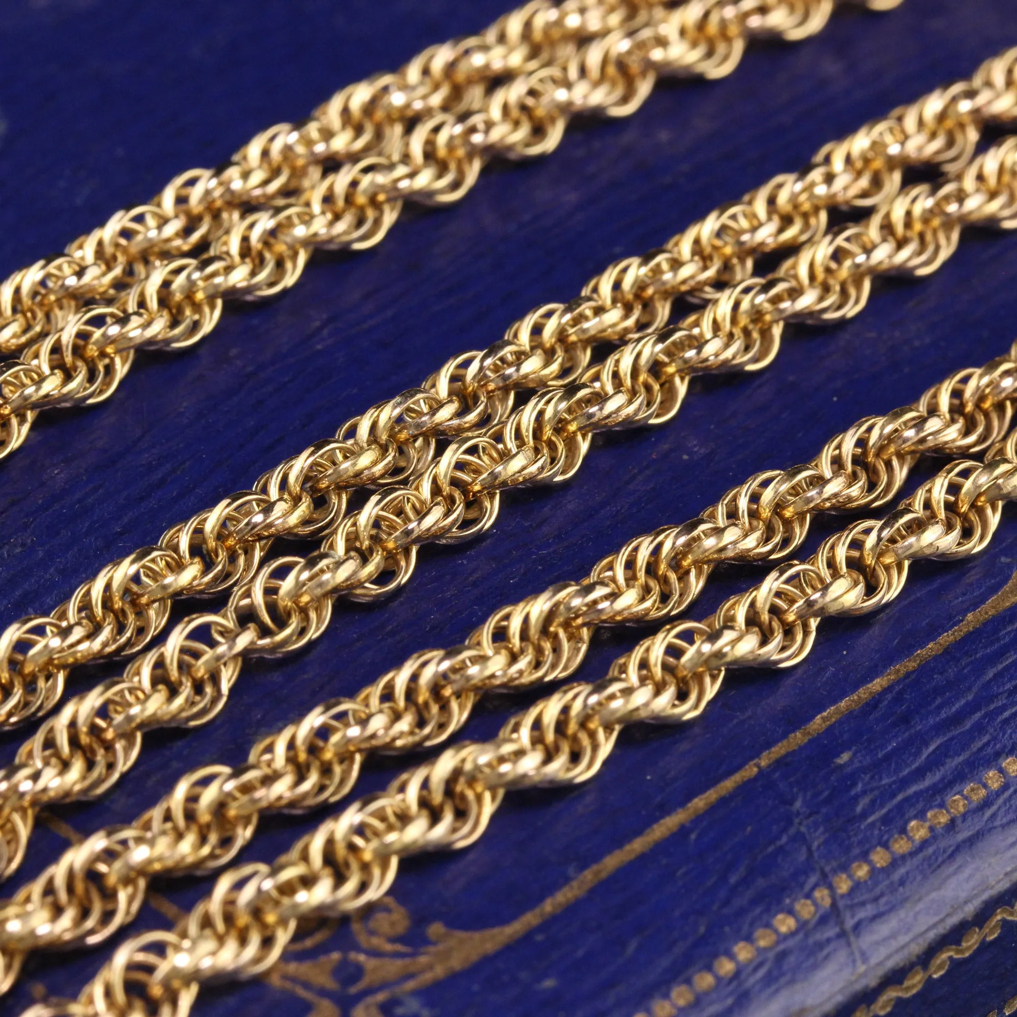 Antique Victorian 10K Yellow Gold Rope Link Chain Necklace - 27 inches