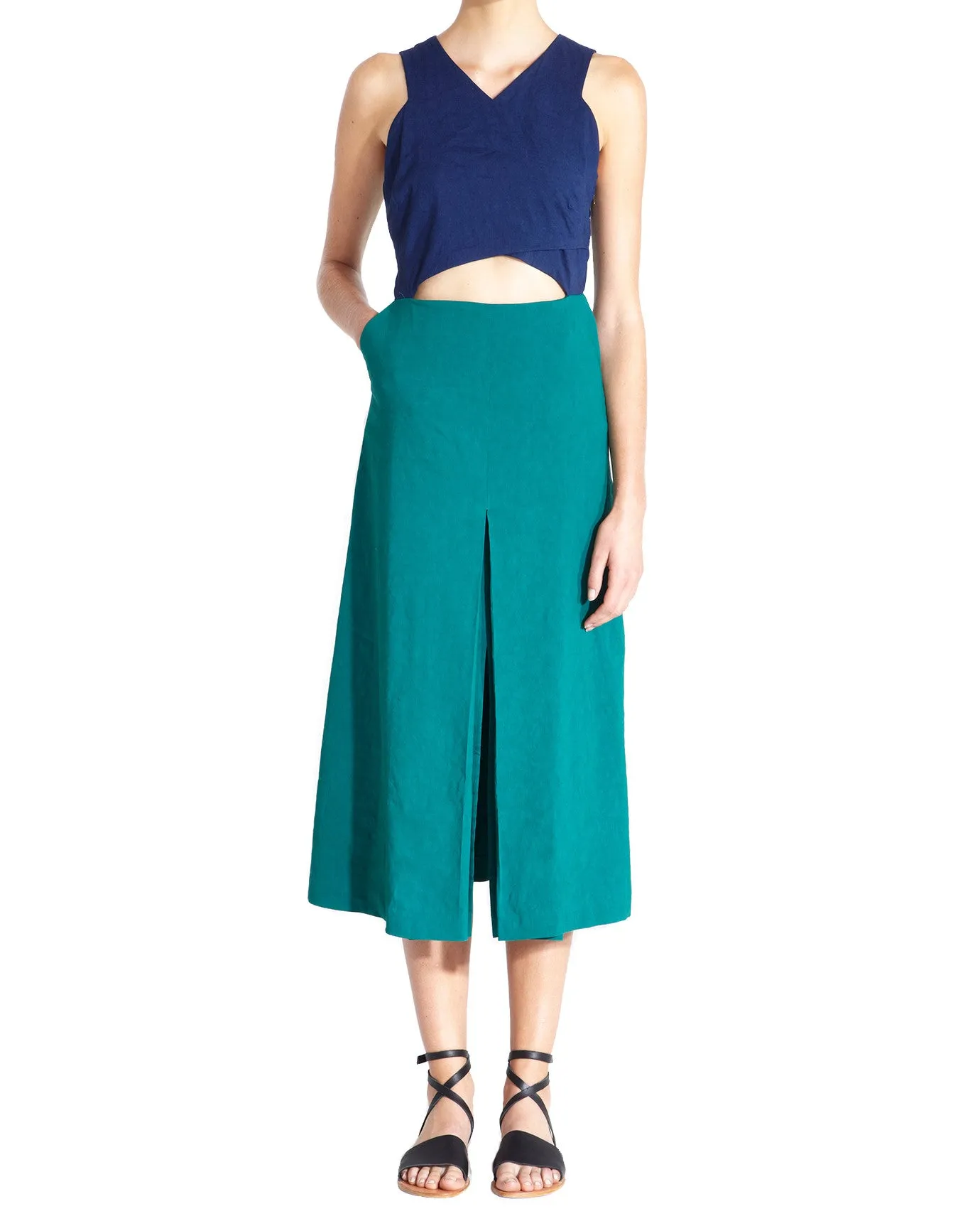 Apiece Apart Viotia Criss Cross Dress | Navy/Daphne - FINAL SALE