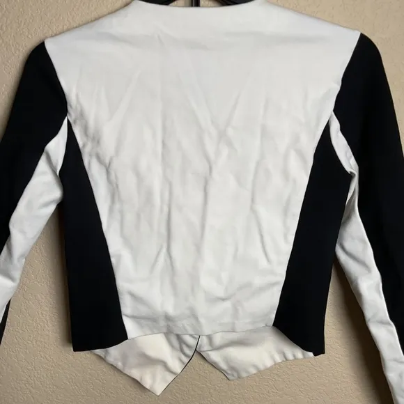 Armani Exchange Womens Small White Black Colorblock Moto Jacket