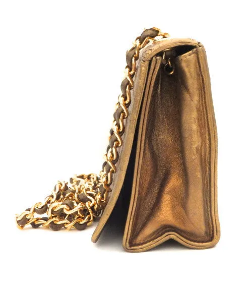 Authentic Chanel Vintage Gold Flapover