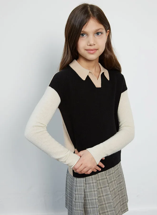 Autumn Cashmere Colorblock Polo Sweater
