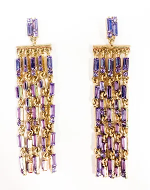 Baguette Jewel Tassel Earrings - Lavender