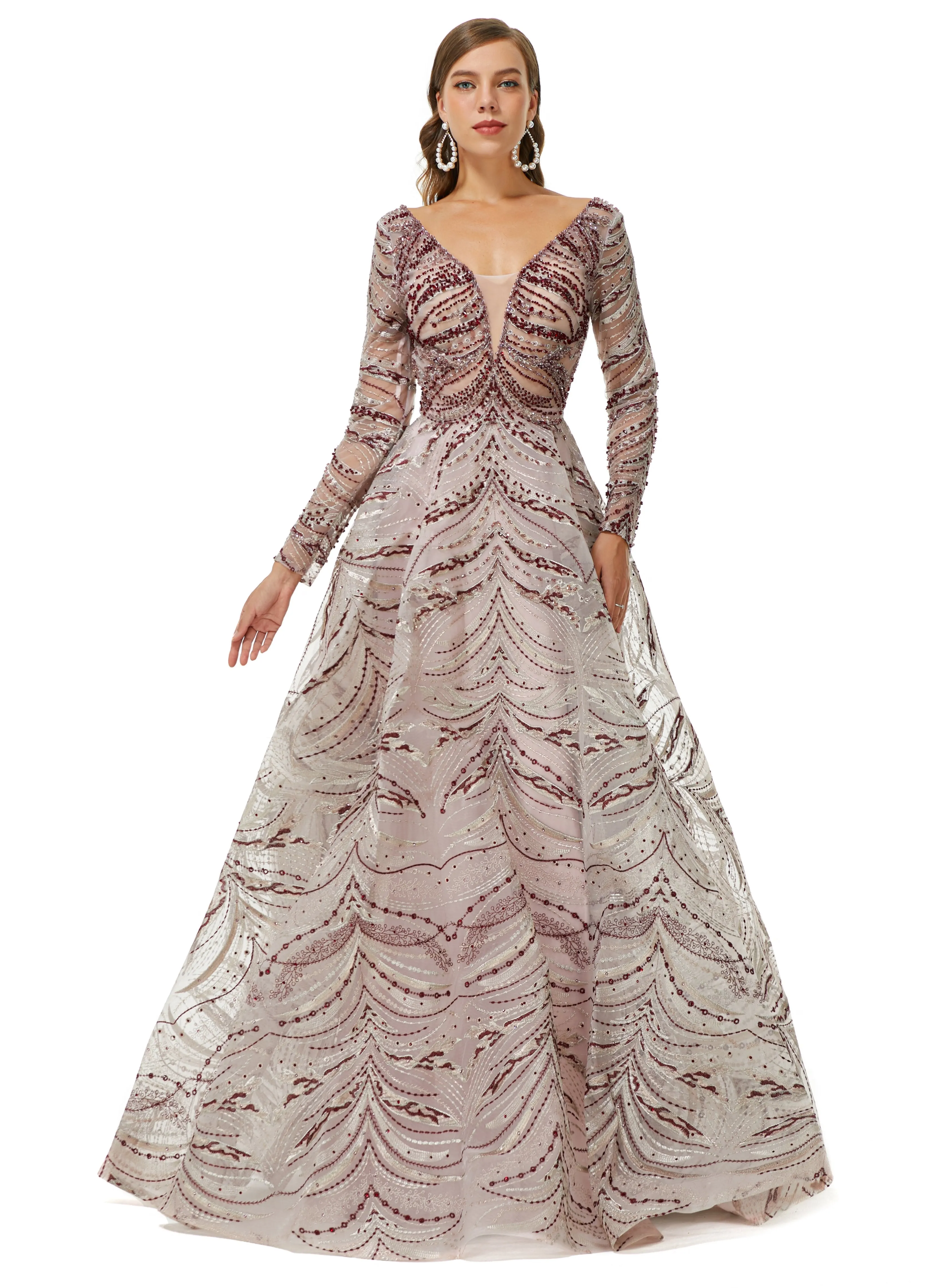 Ballbella Design | Sparkle Beaded Long Sleeves Prom Dresses