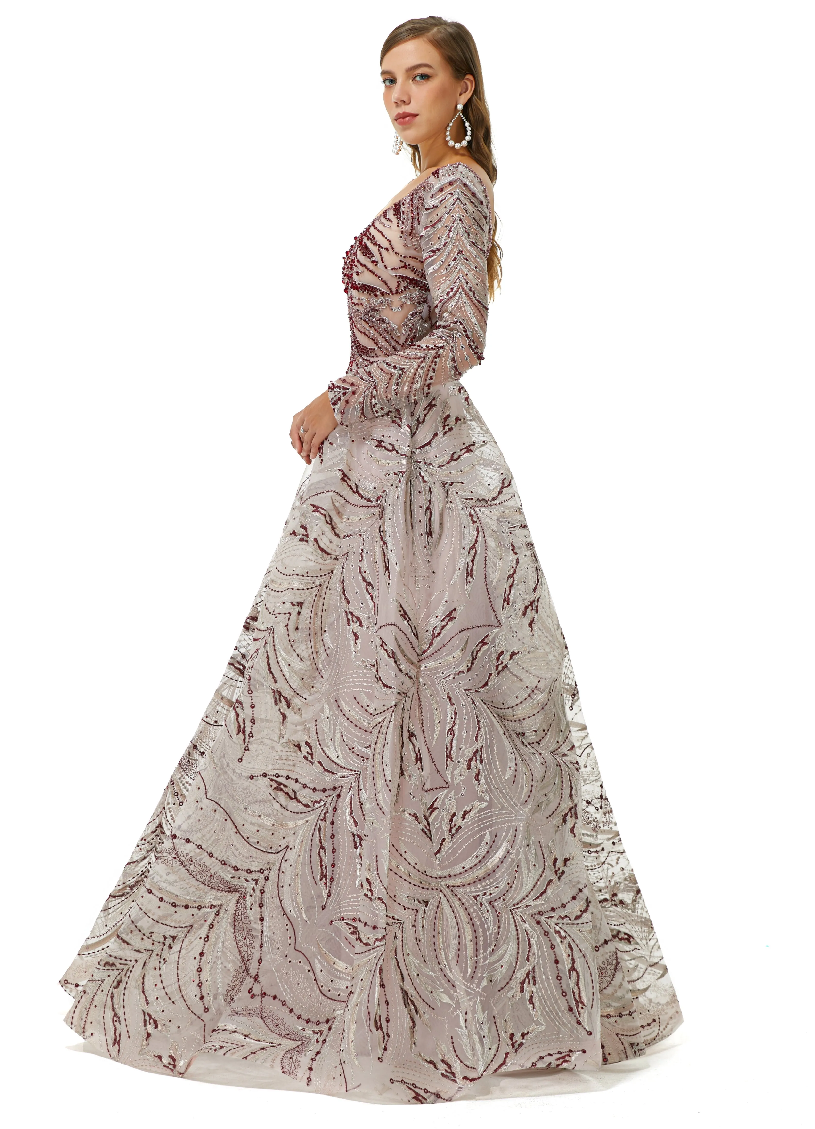 Ballbella Design | Sparkle Beaded Long Sleeves Prom Dresses