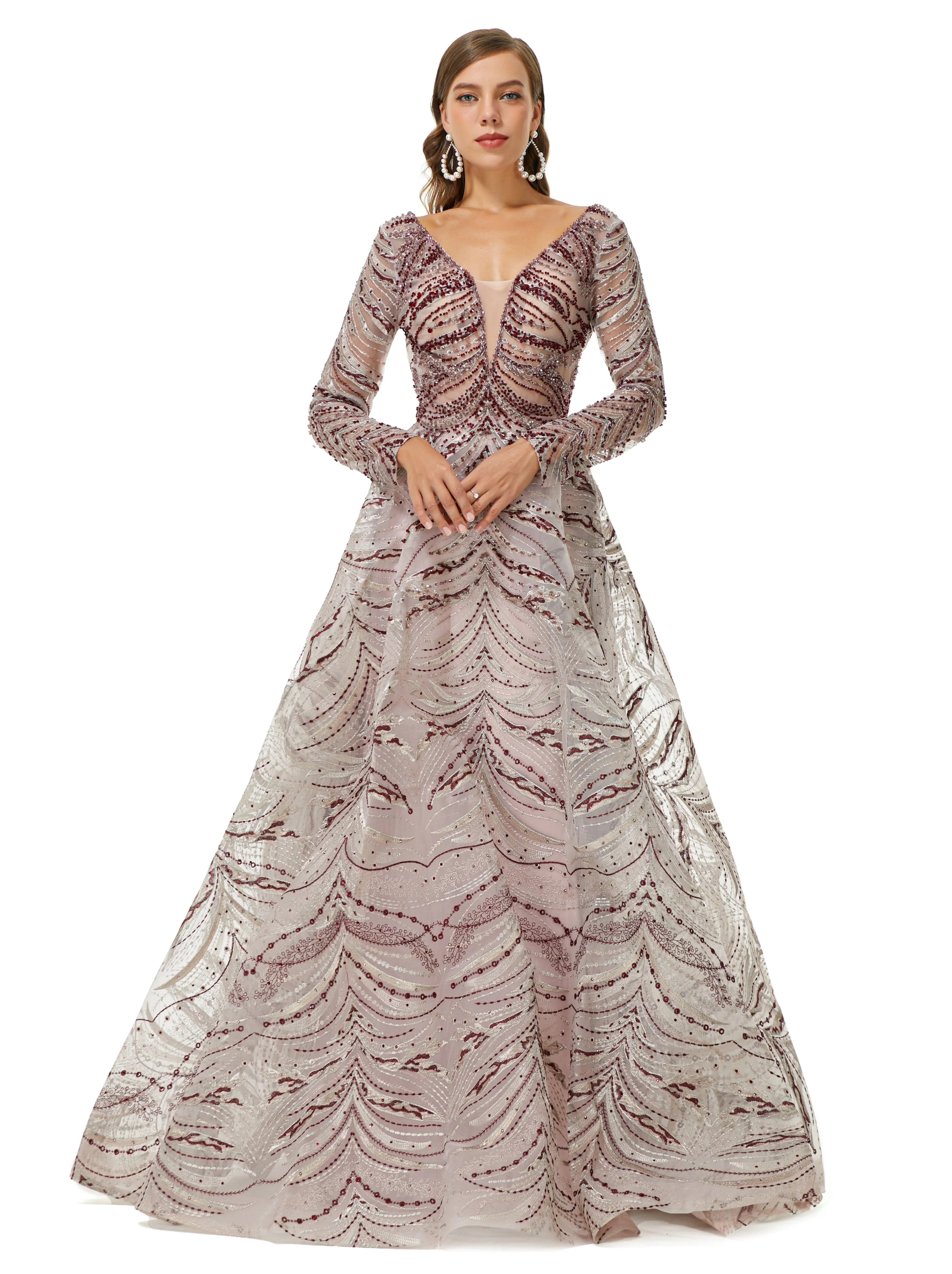 Ballbella Design | Sparkle Beaded Long Sleeves Prom Dresses