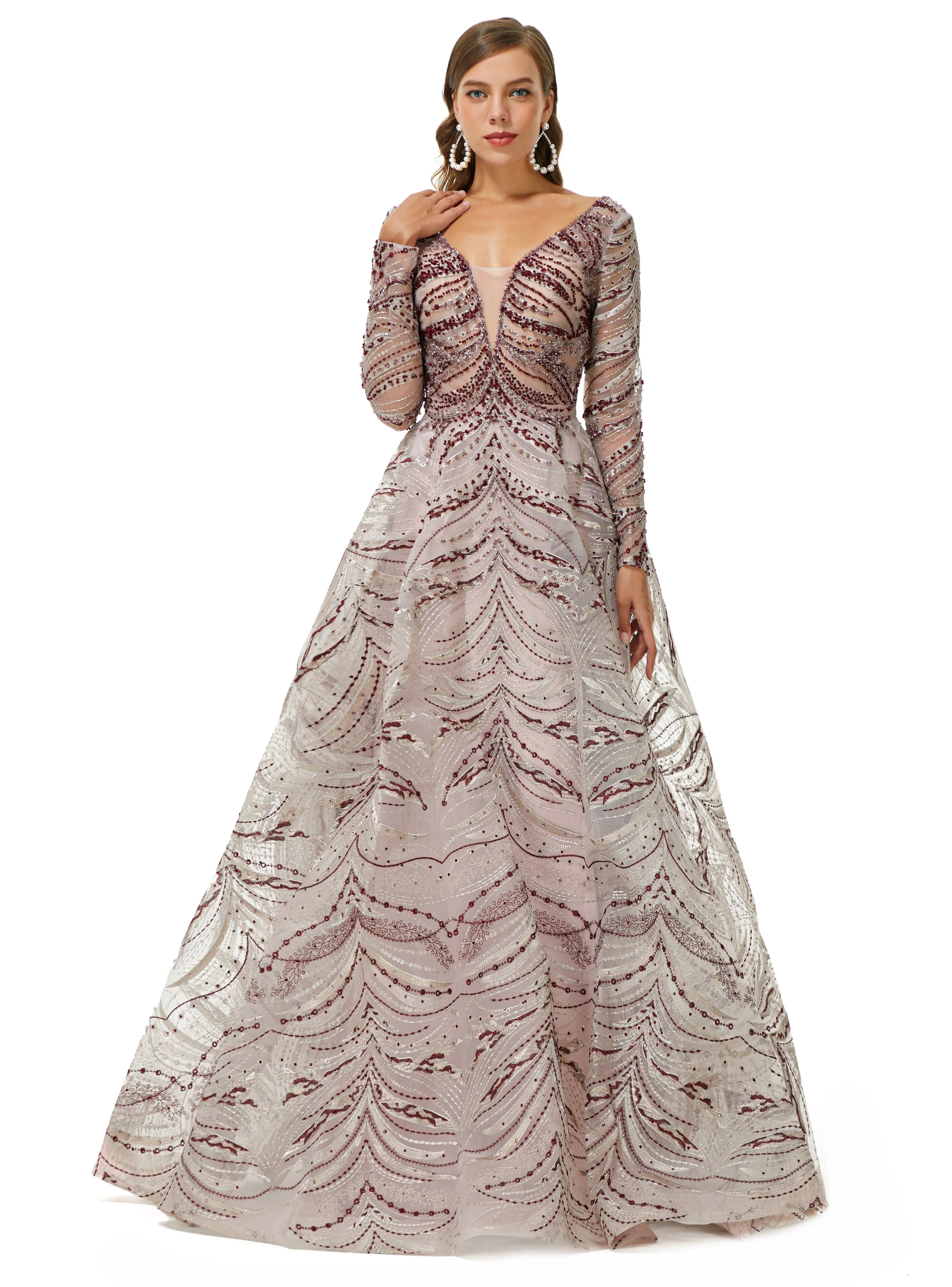 Ballbella Design | Sparkle Beaded Long Sleeves Prom Dresses