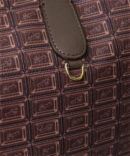 Bitter Chocolate Zip Leather Tote Bag (Pink Liner)【Japan Jewelry】