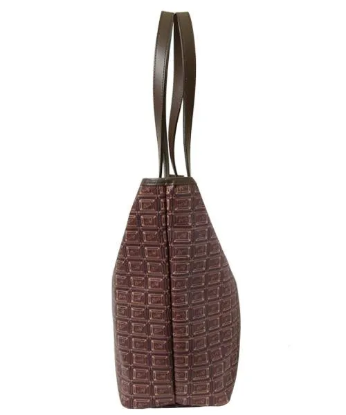 Bitter Chocolate Zip Leather Tote Bag (Pink Liner)【Japan Jewelry】