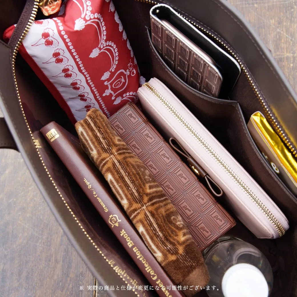 Bitter Chocolate Zip Leather Tote Bag【Japan Jewelry】