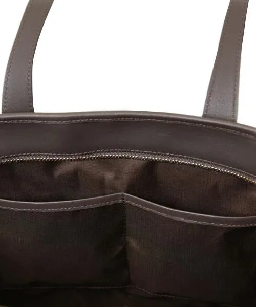 Bitter Chocolate Zip Leather Tote Bag【Japan Jewelry】