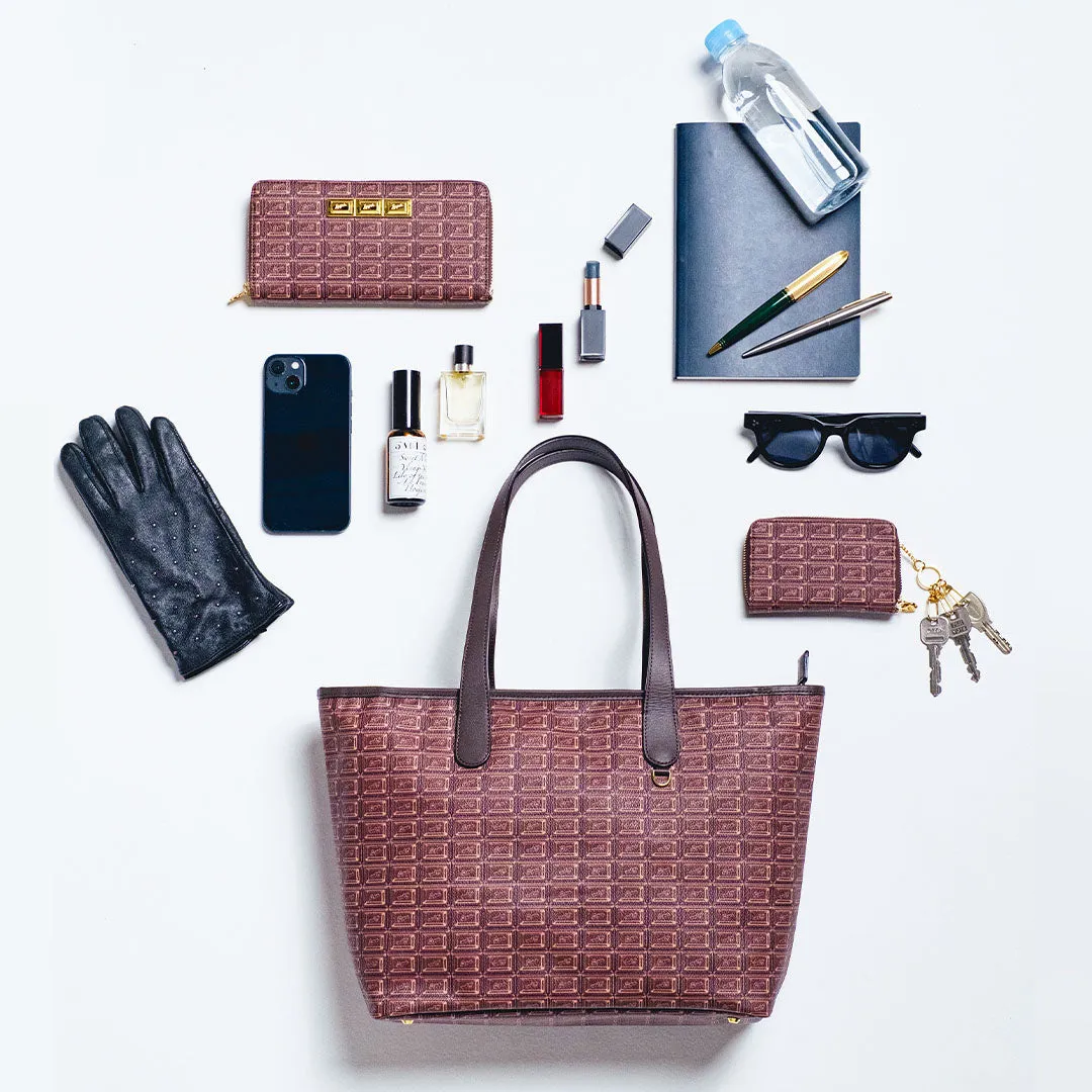 Bitter Chocolate Zip Leather Tote Bag【Japan Jewelry】