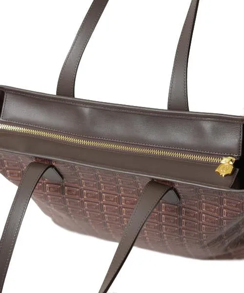Bitter Chocolate Zip Leather Tote Bag【Japan Jewelry】