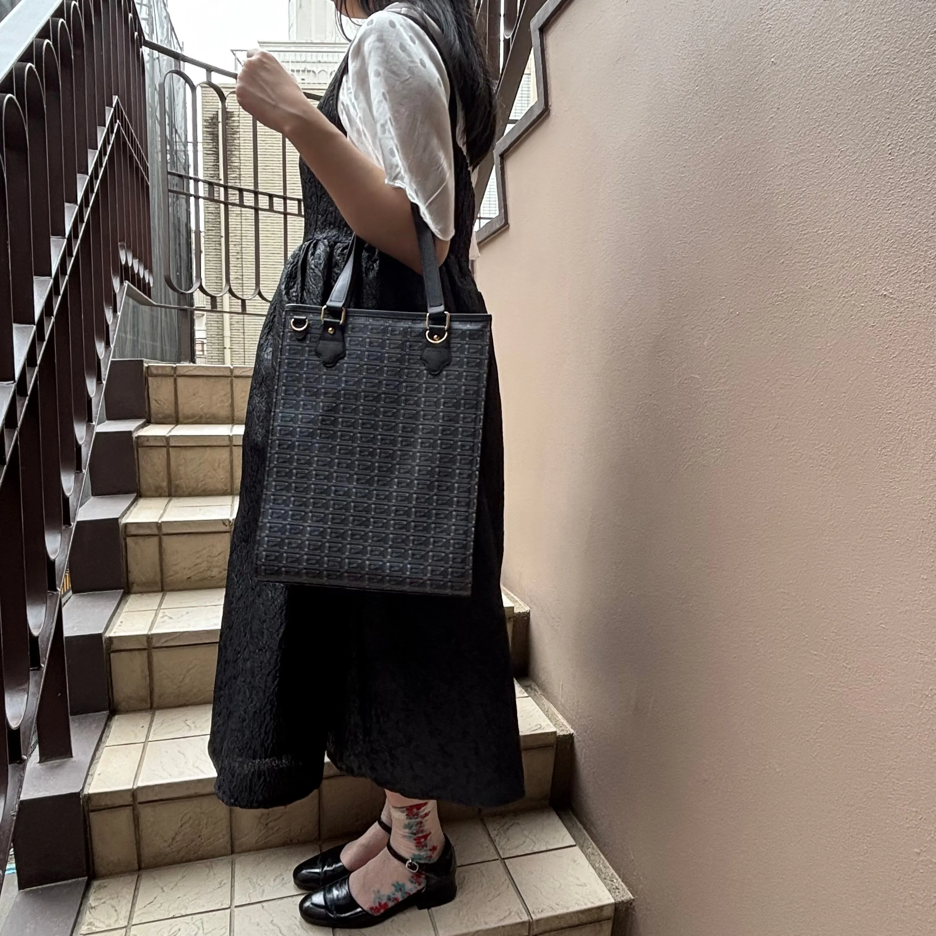 Black Chocolate Square Tote Bag【Japan Jewelry】