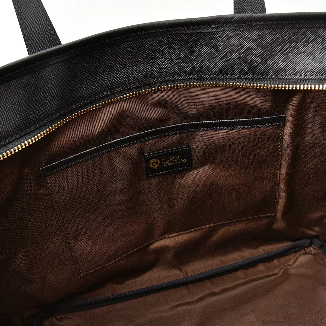 Black Chocolate Zip Leather Tote Bag【Japan Jewelry】