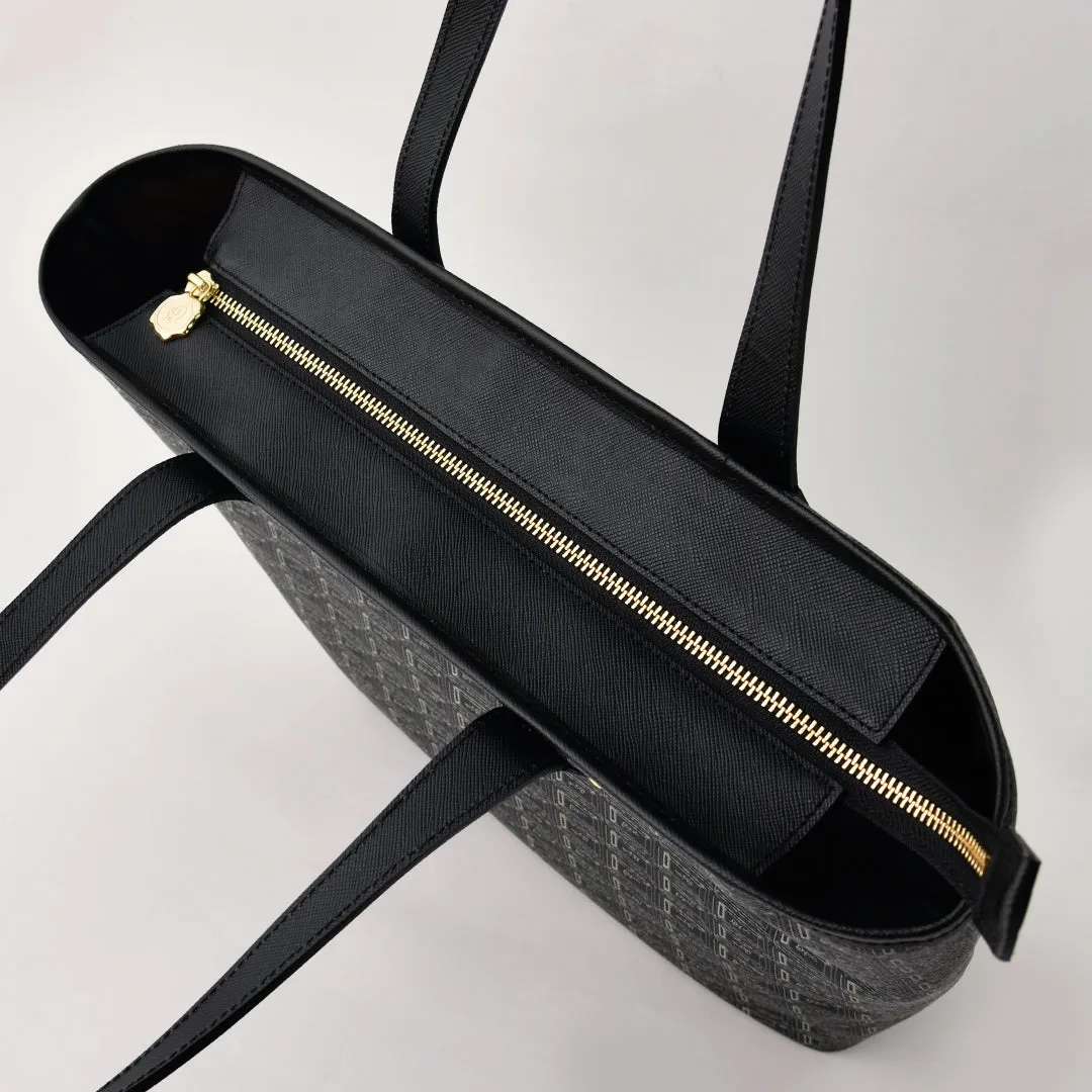 Black Chocolate Zip Leather Tote Bag【Japan Jewelry】